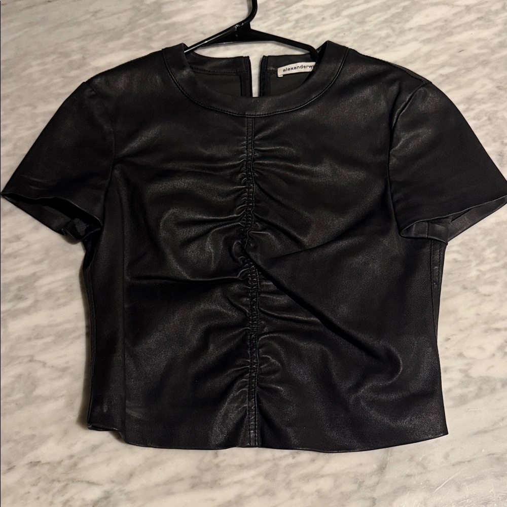 Alexander wang pure leather crop top S NWOT